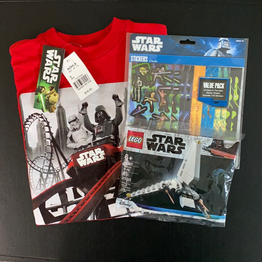 Star Wars NWT Teen T-Shirt, Star Wars Glow in Dark Stickers & Lego Star Wars